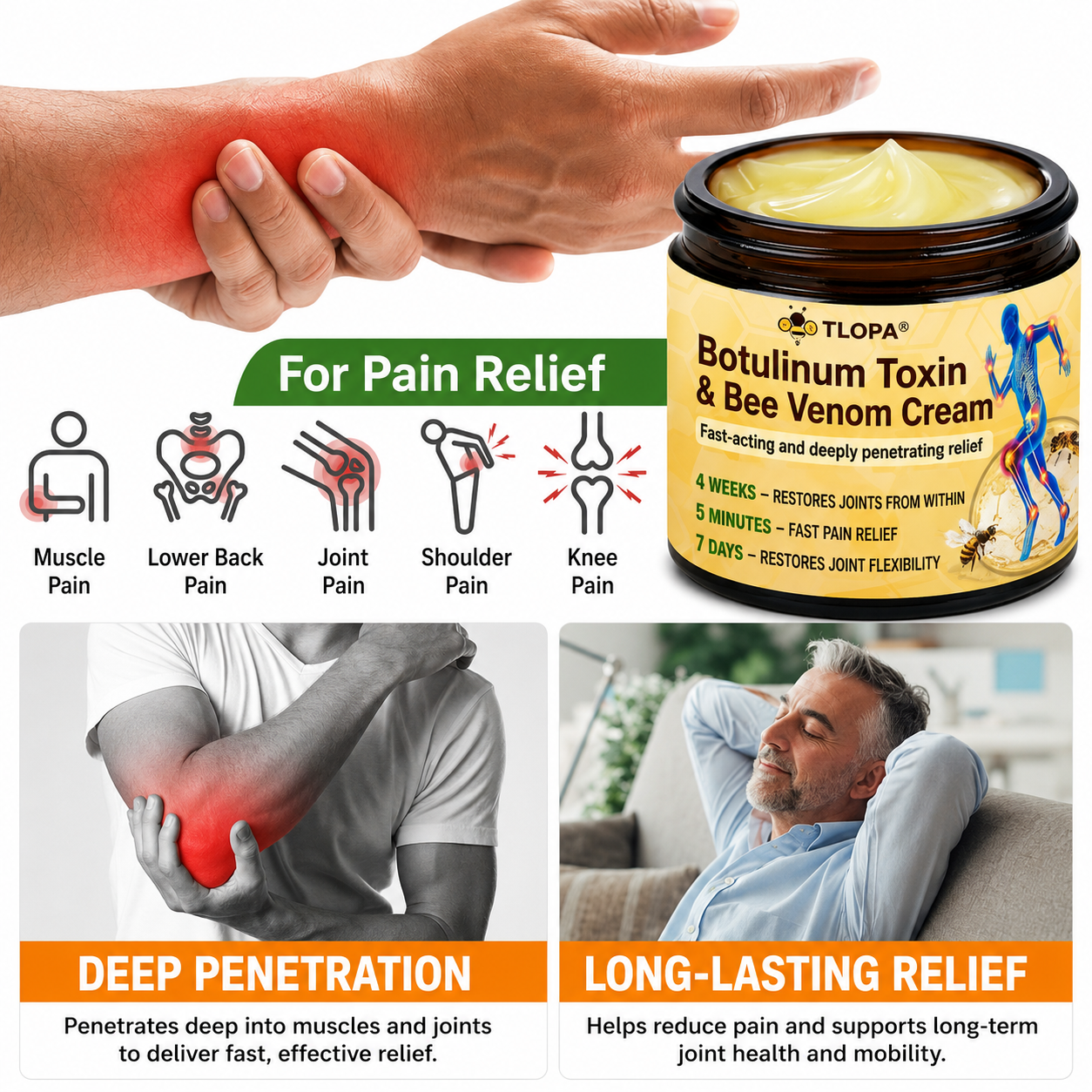 💎TLOPA® Botulinum Toxin and Bee Venom Pain-Relieving and Bone-Healing Ointment🐝 🔥(Especially for seniors & recommended by orthopedists)🦴