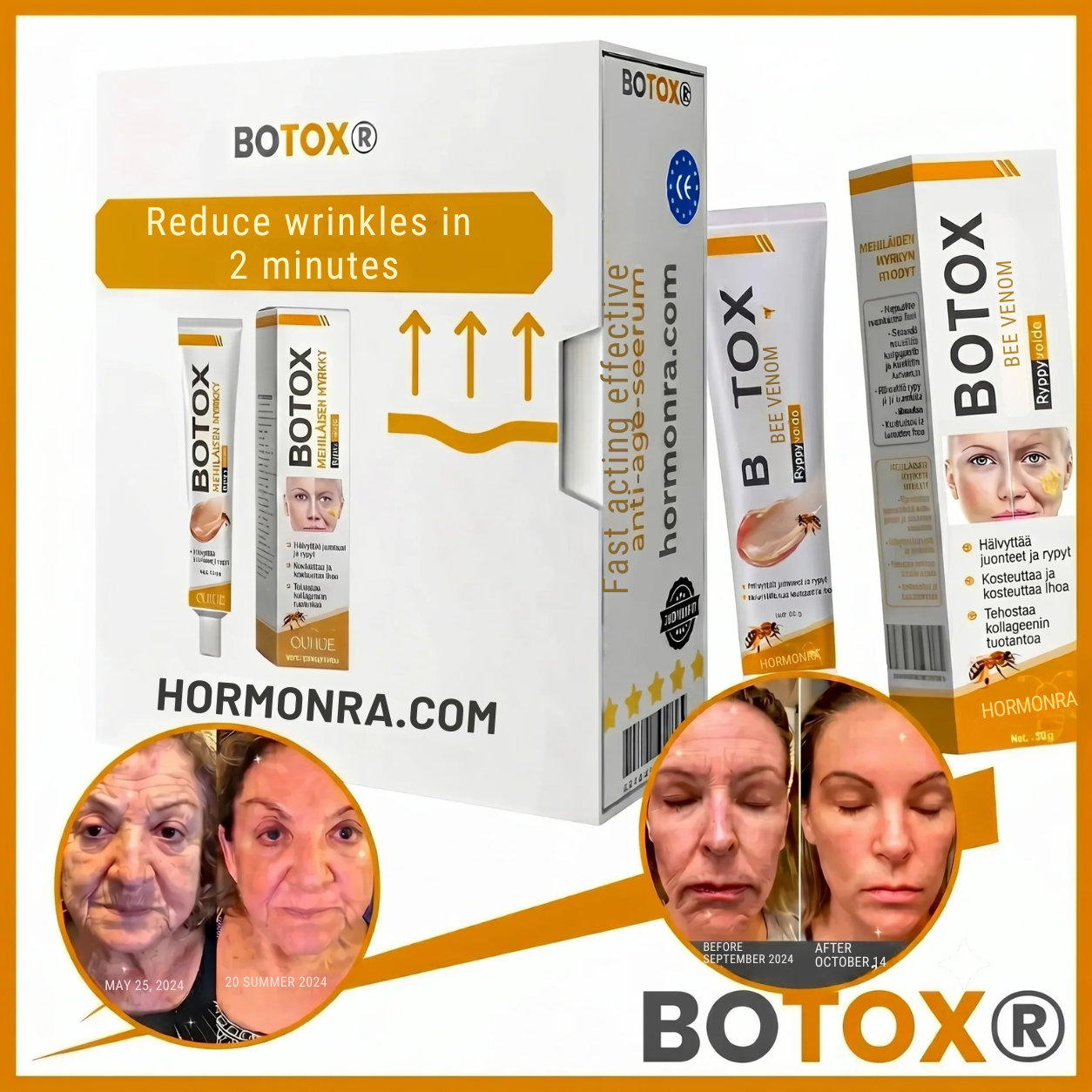 Hormonra - Reduce wrinkles in 2 minutes - Fast and effective anti-age serum - Save time and money
